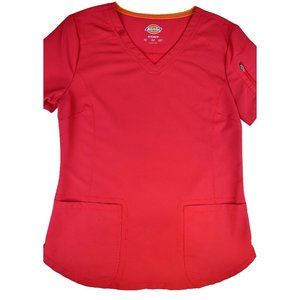 Dickies Red V-Neck Scrub Top